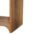 Massief houten Newton mini-nachtkastje in eikenhout, 1 lade en open plank, beige