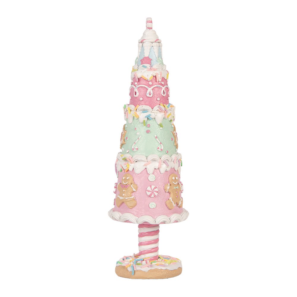 Kerstdecoratie Beeld Kerstboom Ø 8x26 cm Roze Kunststof