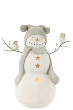J-Line Sneeuwman Vogels Resine Wit/Grey Large