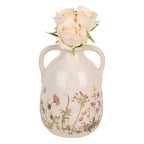 Vaas Ø 16x22 cm Beige Roze Keramiek Bloemen