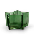 Theelichthouder ribbel 'ster' groen h8 d13 cm