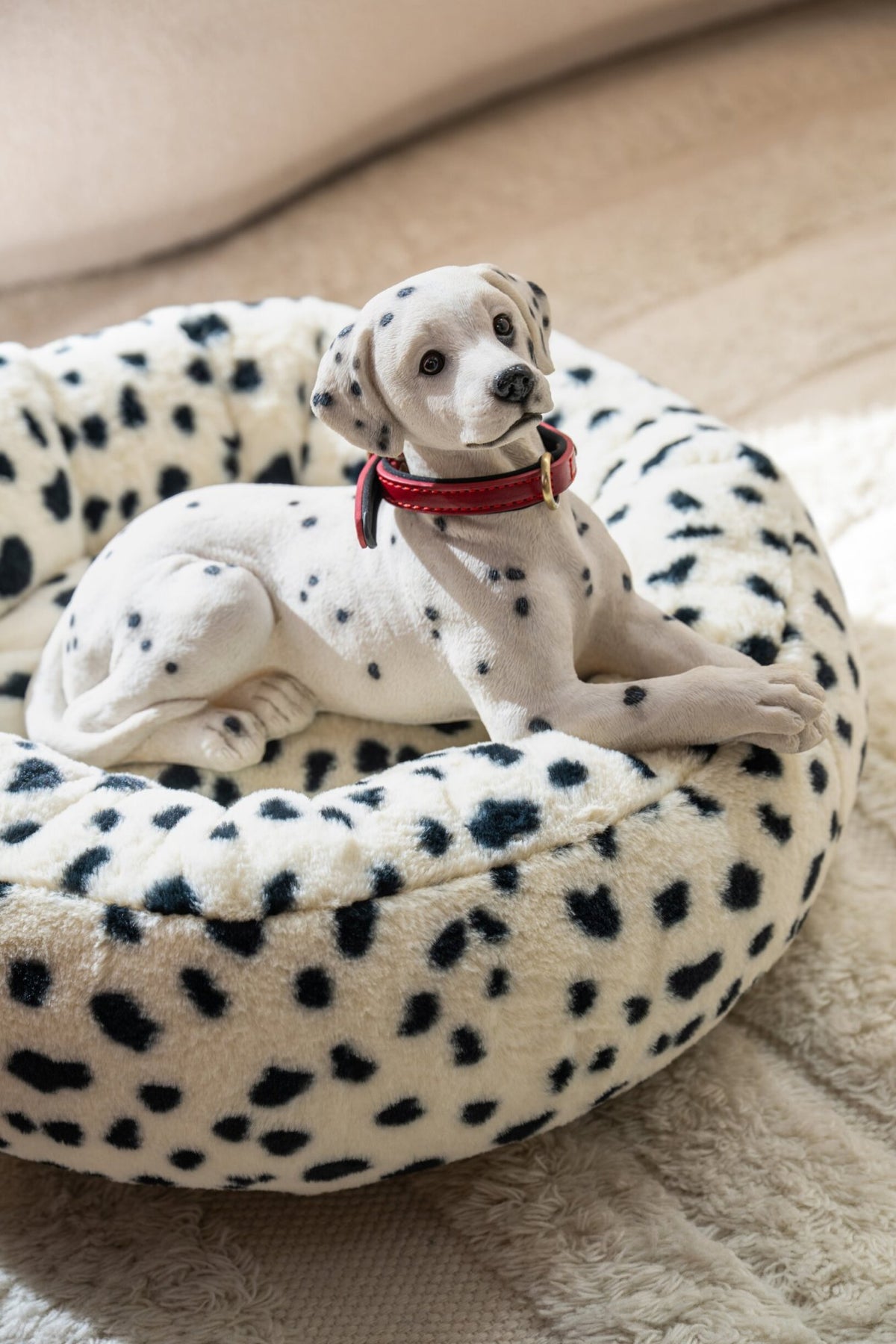 J-Line Kattenmand met dalmatiërmotief - polyester - wit/zwart