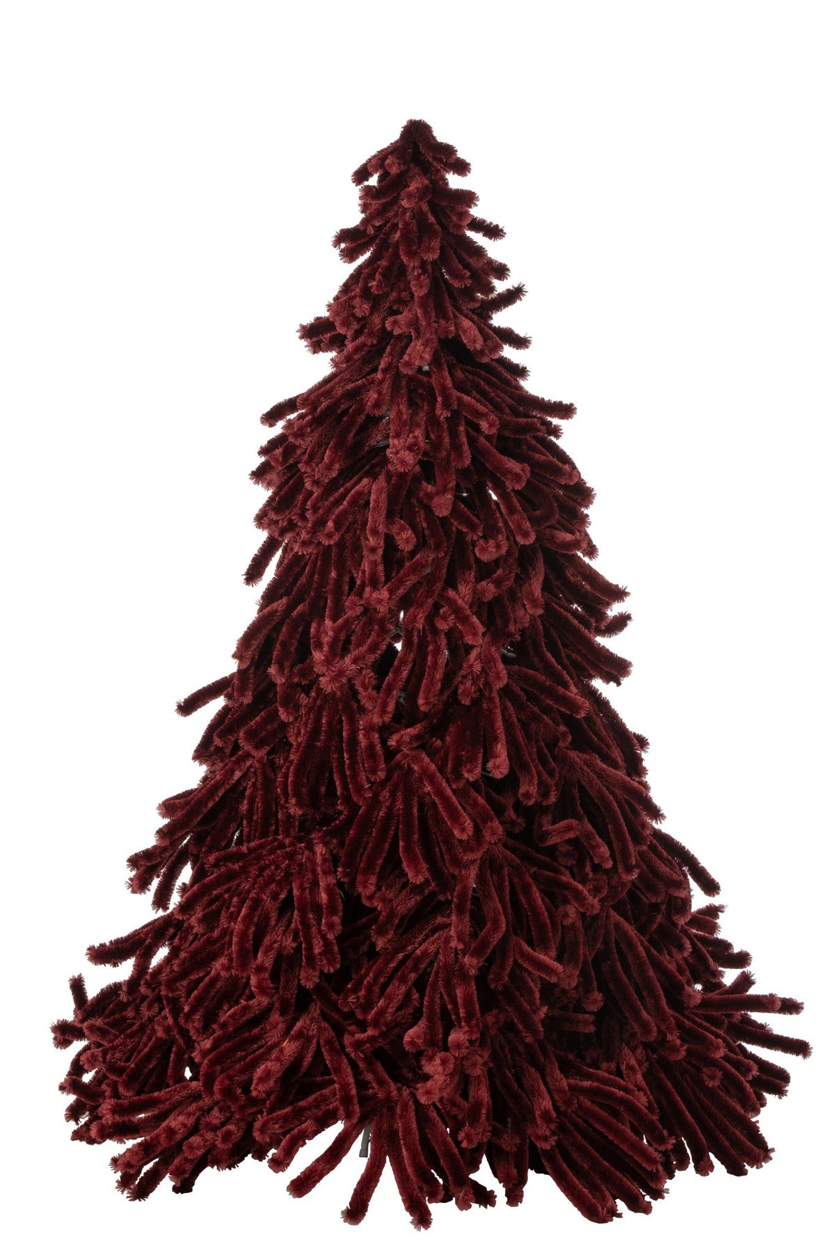 J-Line decoratie kerstboom Donzig - polyester - bordeaux - large