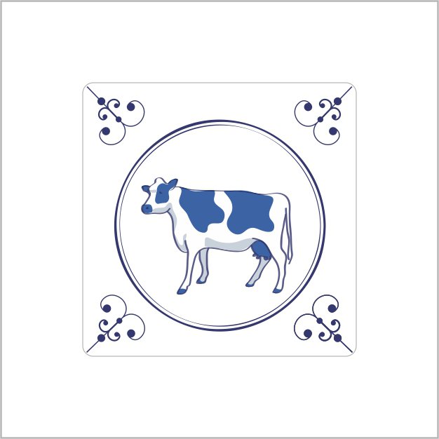 Wensetiket - delfts blauw –koe – 250 stuks