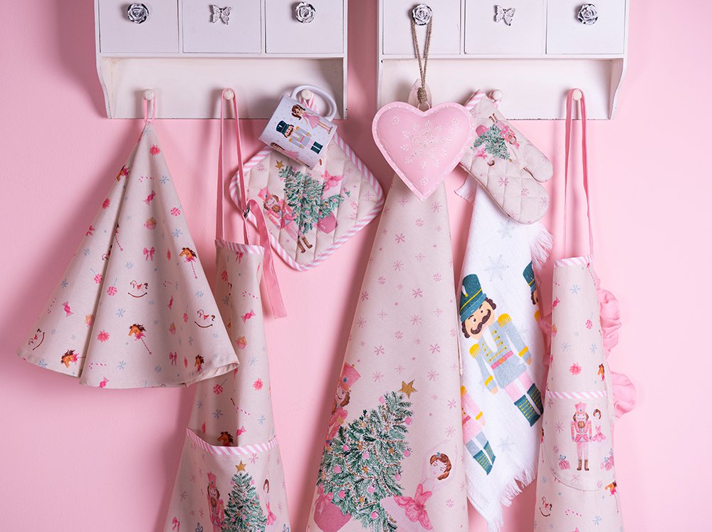 Theedoek Ø 80 cm Beige Roze Katoen Hobbelpaard Keukenhanddoek