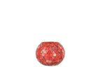 J-Line Teelicht Houder Mozaiek Driehoek Glas Rood/Roze Small