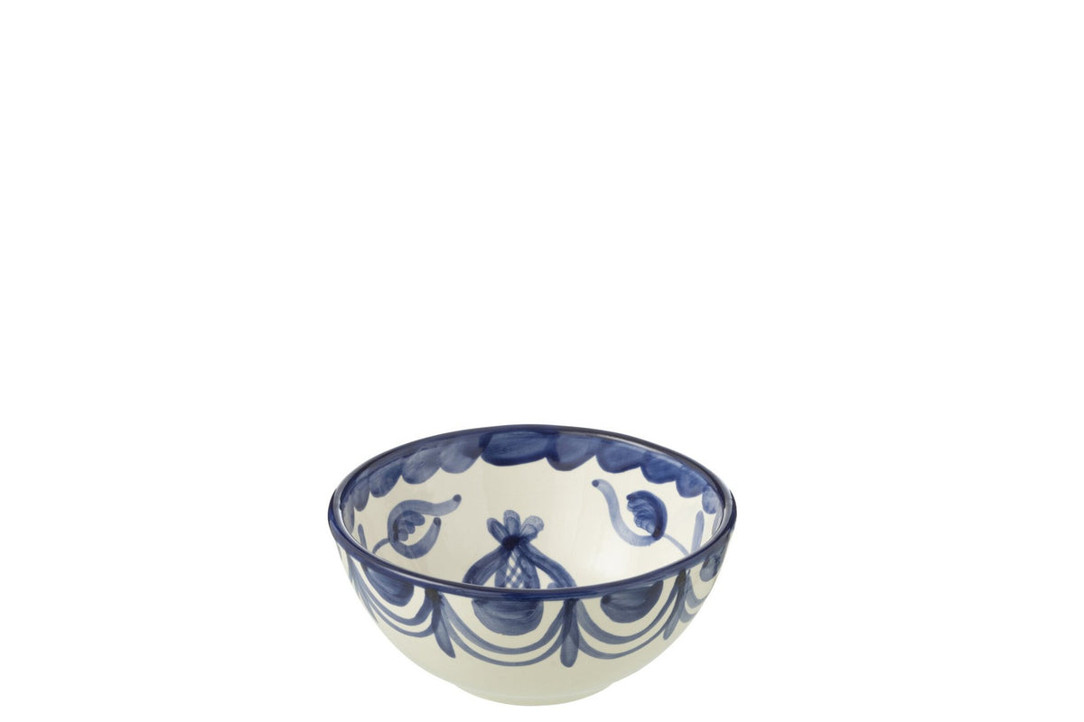 J-Line kom Granada High - keramiek - wit/blauw - small - Ø 14 cm