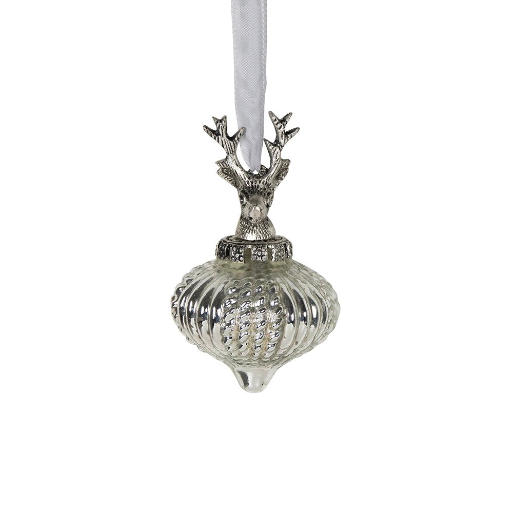 Decoratie bal gewei zilver 8cm