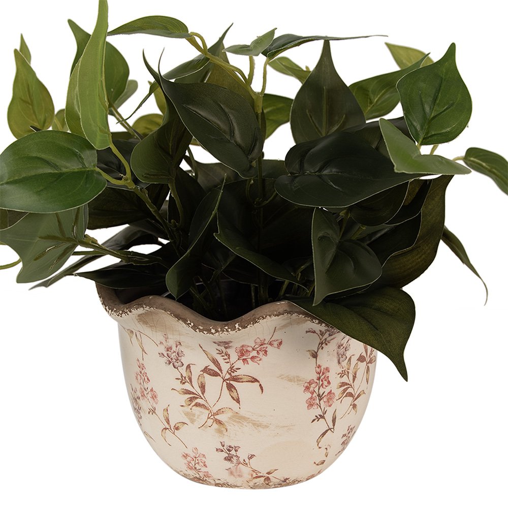 Bloempot Ø 20x13 cm Beige Roze Keramiek Bloemen Bloempot Binnen