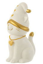 J-Line figuur Kat Hart Hat Dolomiet - porselein - wit/goud - large