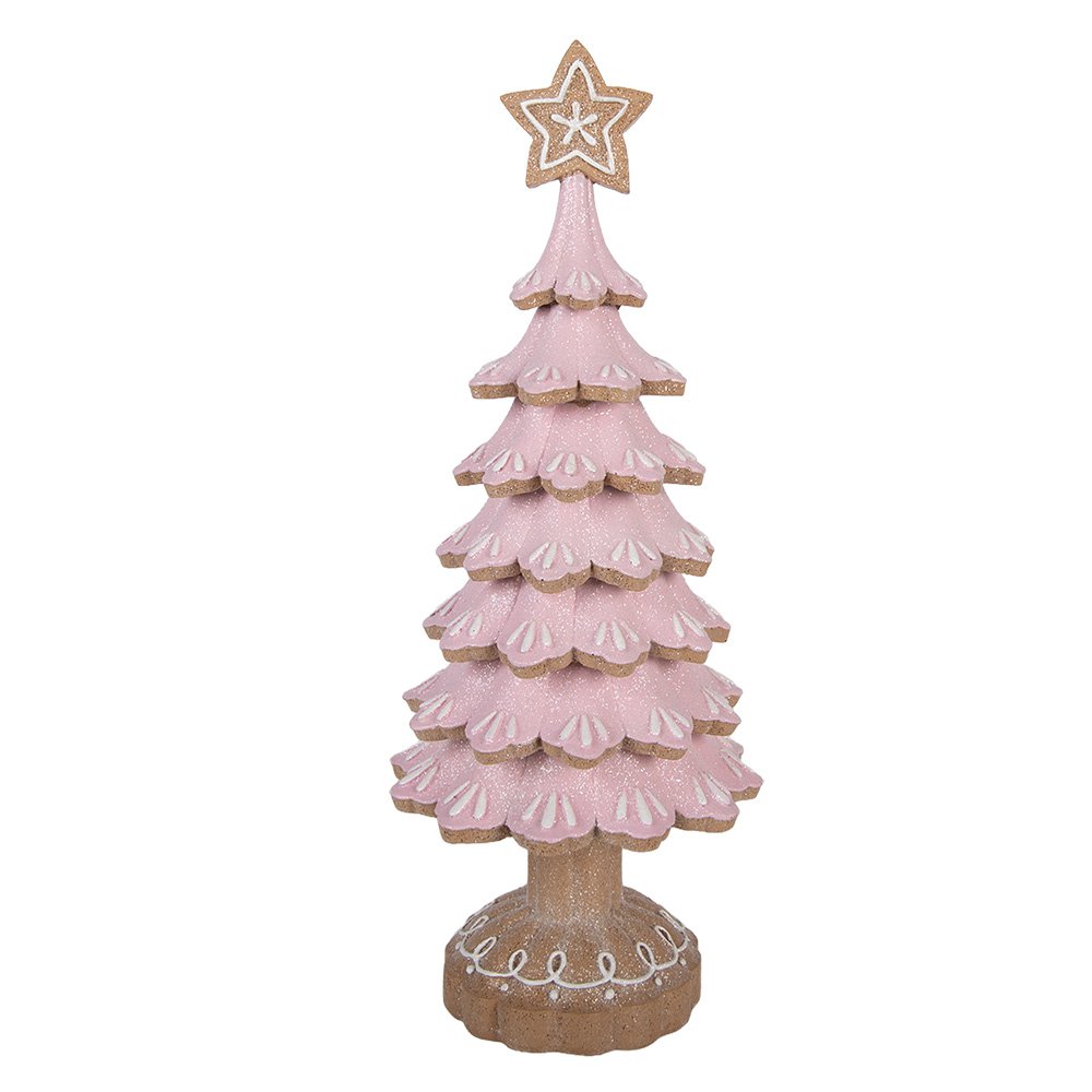 Kerstdecoratie Beeld Kerstboom Ø 16x40 cm Roze Kunststof