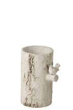 J-Line vaas Vogel - cement - wit - small