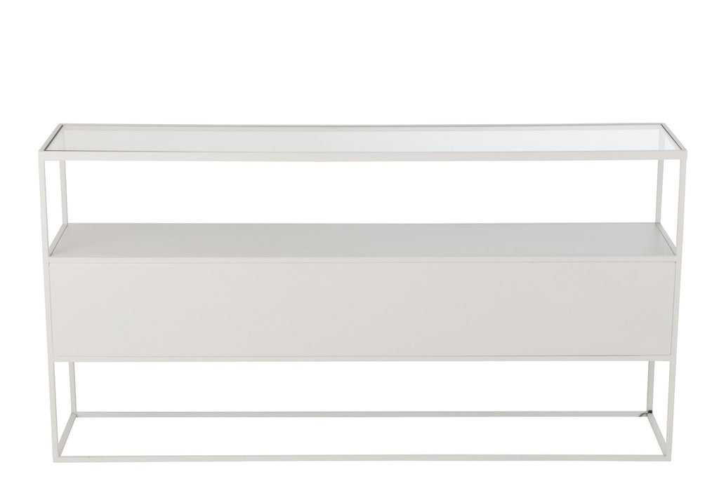 J-Line console Vierkant - metaal/glas - wit