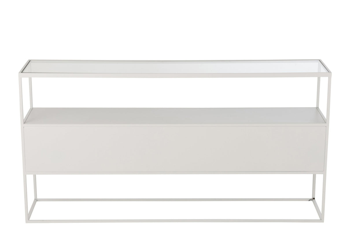 J-Line console Vierkant - metaal/glas - wit