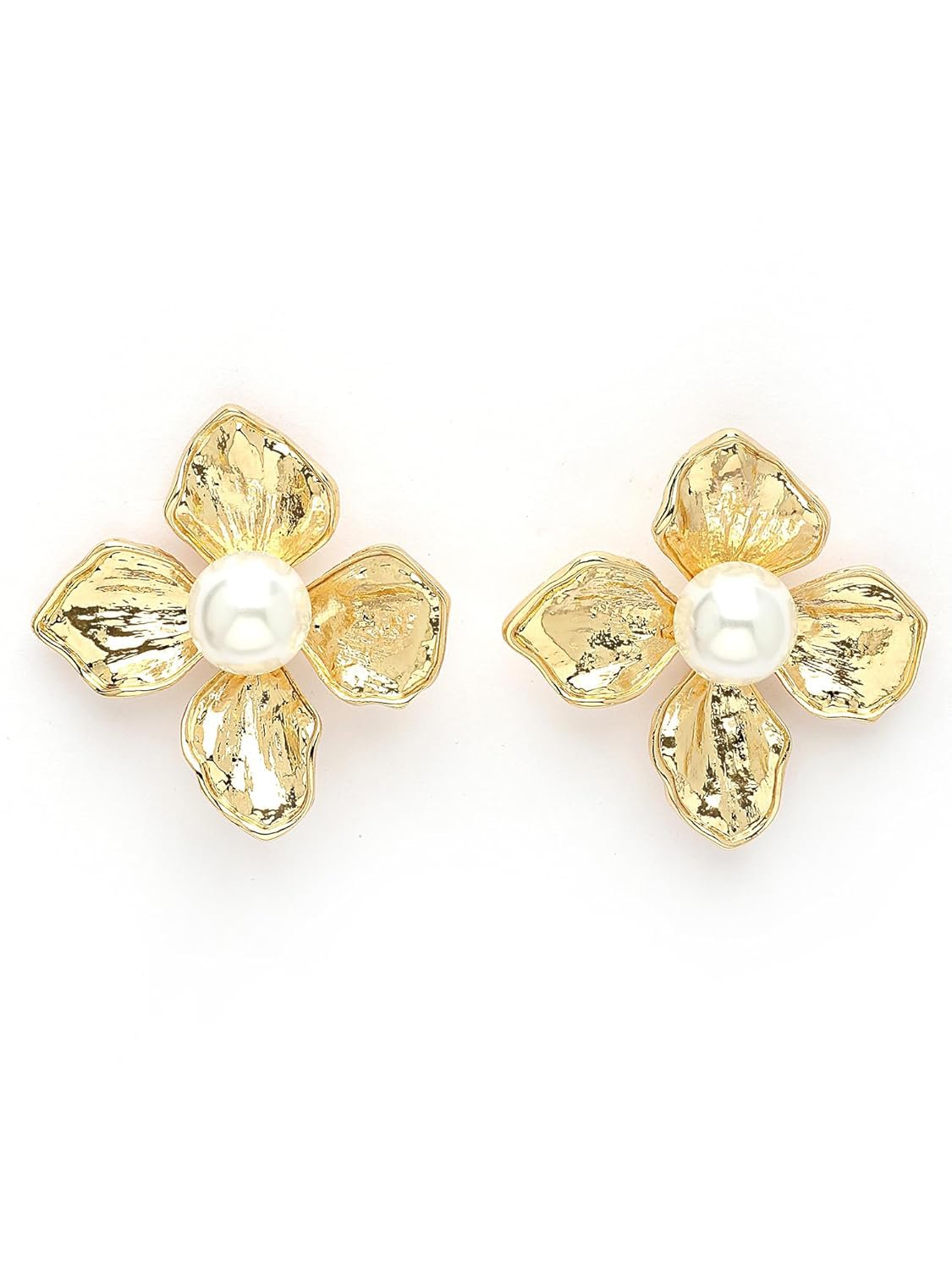 Vergulde oorbellen met bloemen – mode-sieraden – bloemmotief – paar