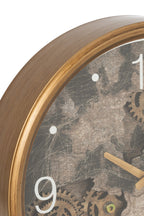 J-Line klok Kaart Europa - hout - goud - small - Ø 39 cm