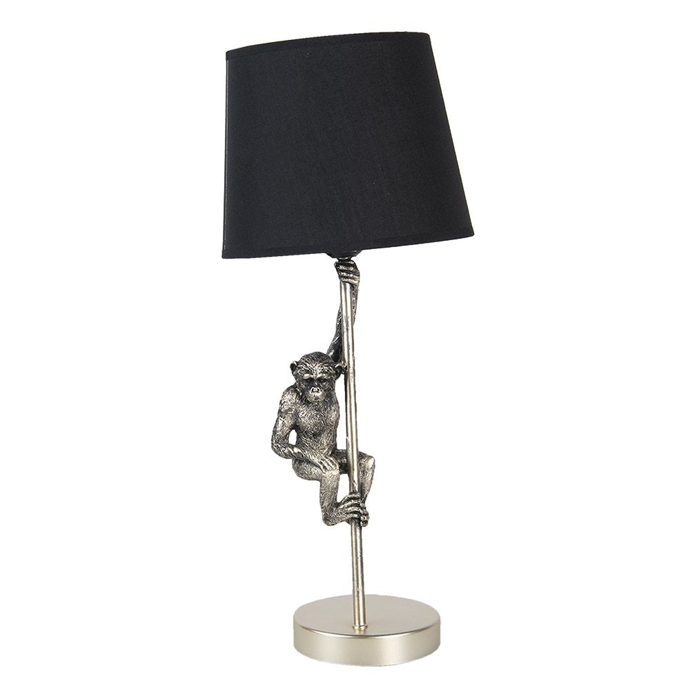 Tafellamp Aap Ø 20x49 cm Zilverkleurig Zwart Kunststof Bureaulamp