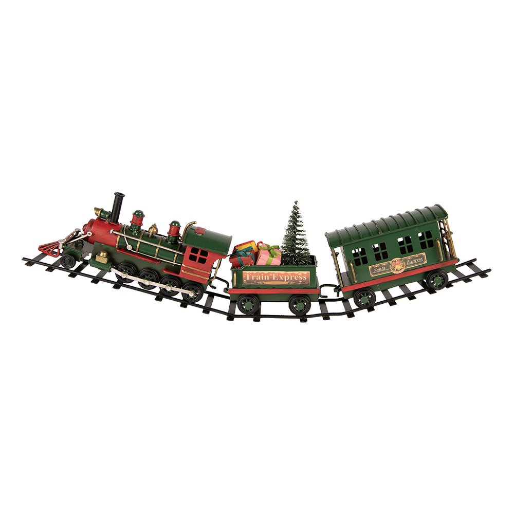 Kerstdecoratie Beeld Trein 42x5x12 cm Groen Metaal