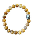 Dames armband gele Jaspis 6 mm met basic kraal
