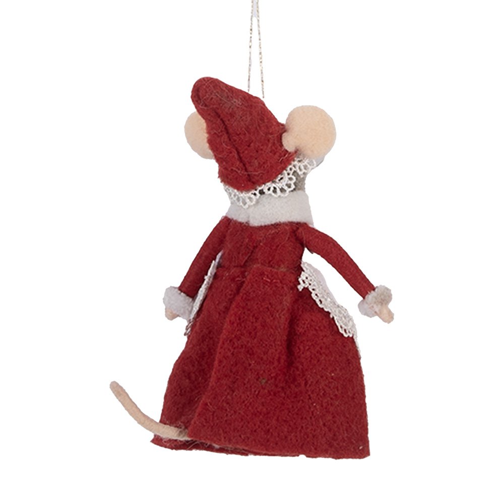 Decoratie Beeld Muis 8x6x14 cm Rood Vilt