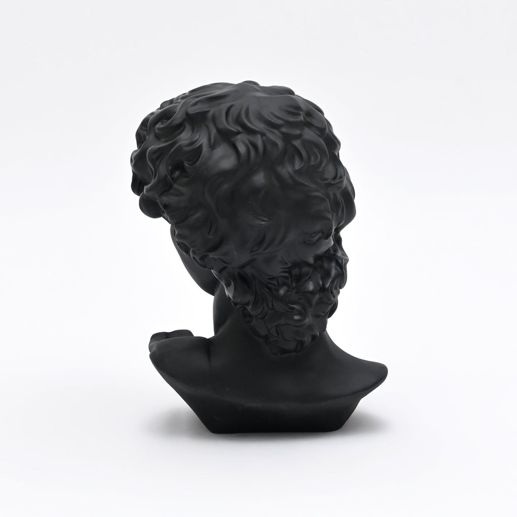 Black David Bust Statue – Klassiek geïnspireerd decoratief beeldhouwwerk voor tafelblad-styling