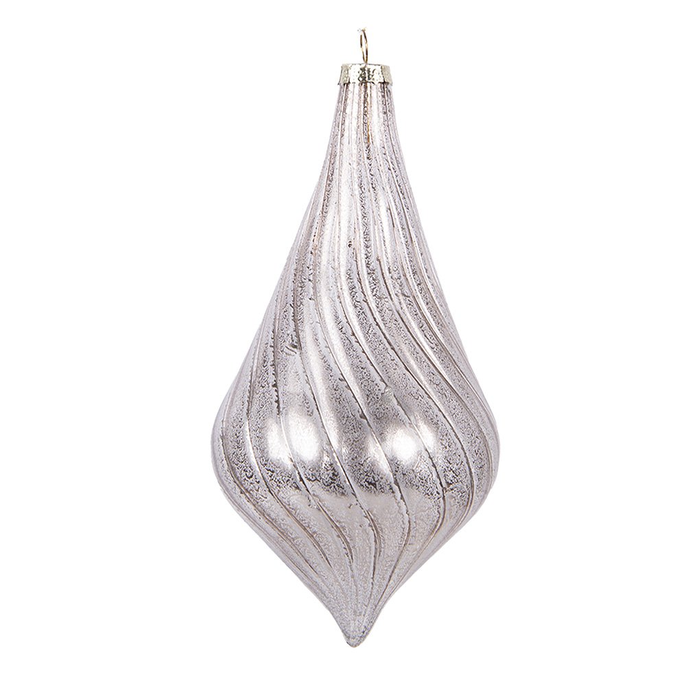 Kerstbal Ø 8x17 cm Zilverkleurig Glas