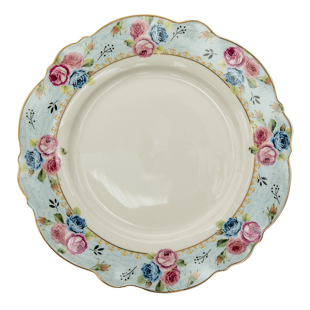 Dinerbord Ø 28 cm Blauw Wit Keramiek Bloemen Eetbord