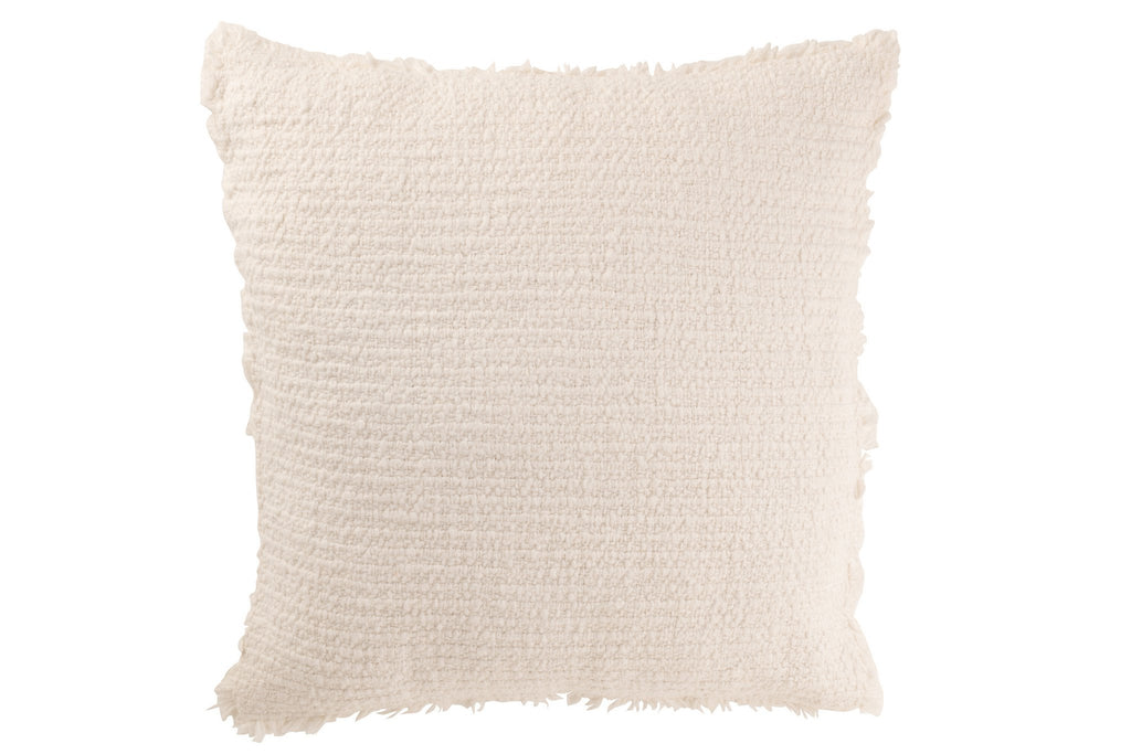 J-Line Kussen Gerafelde Randen Katoen/Polyester Wit