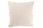 J-Line Kussen Gerafelde Randen Katoen/Polyester Wit