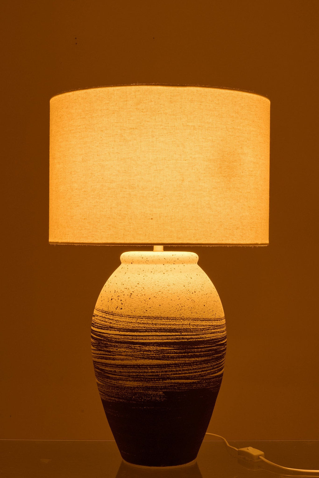 J-Line tafellamp Rolph - keramiek - zwart/beige