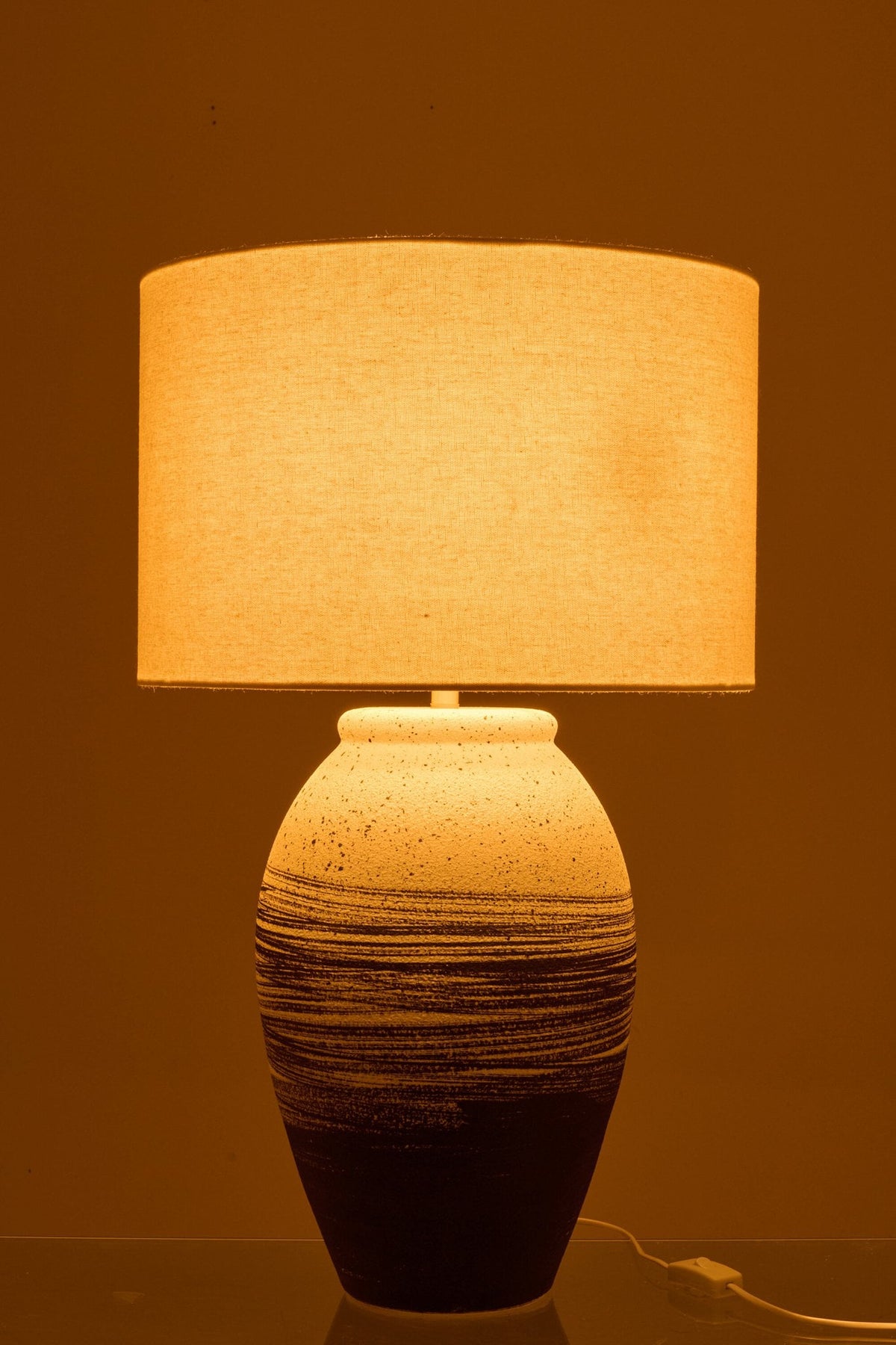 J-Line tafellamp Rolph - keramiek - zwart/beige
