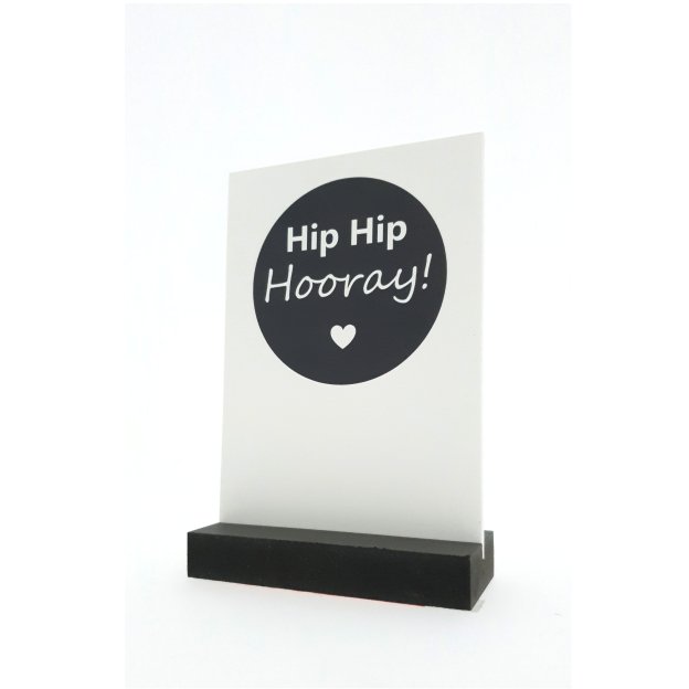 Decoplaatje - Hip hip Hooray - Hoera - met houder