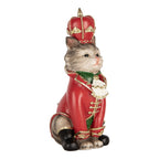 Kerstdecoratie Beeld Kat 8x11x21 cm Grijs Kunststof
