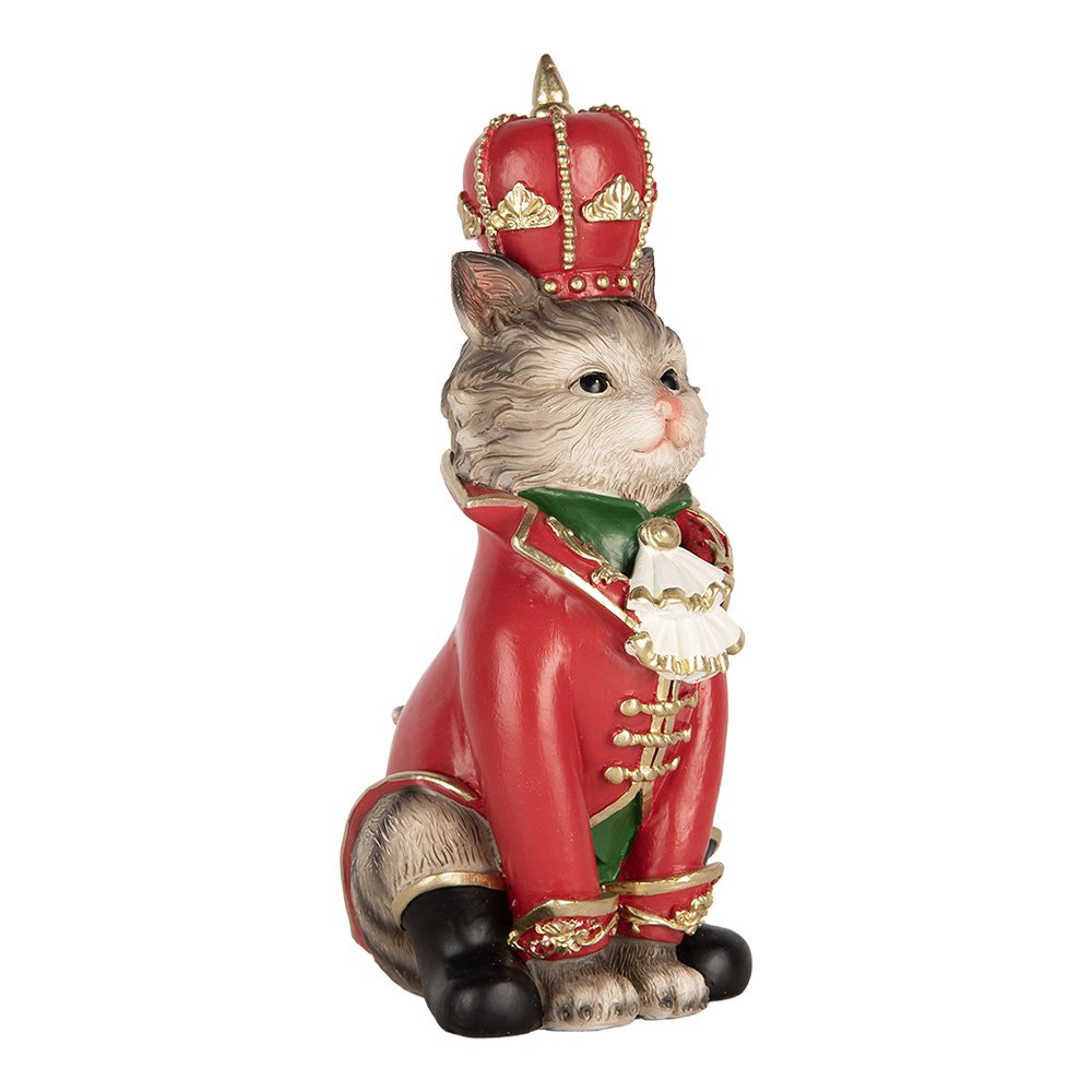 Kerstdecoratie Beeld Kat 8x11x21 cm Grijs Kunststof