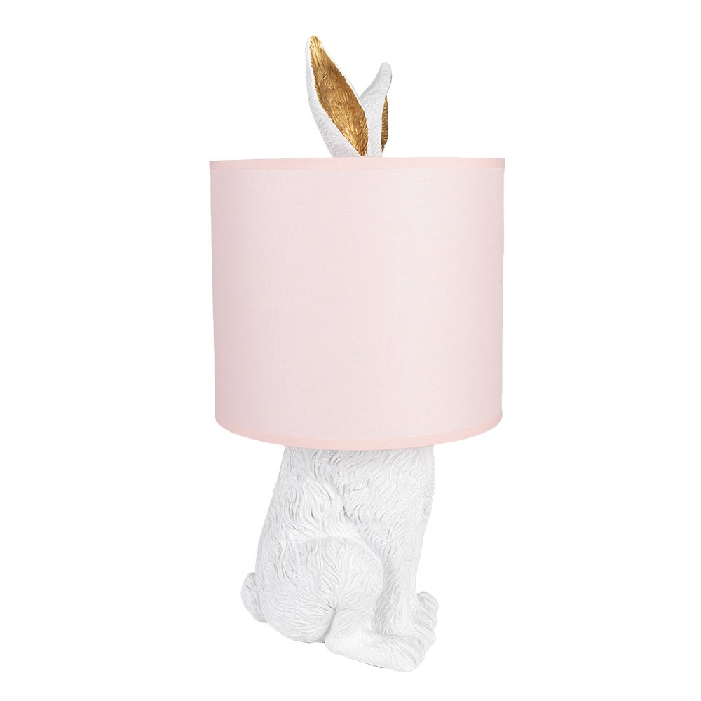 Tafellamp Konijn Ø 20x43 cm Wit Roze Polyresin Bureaulamp