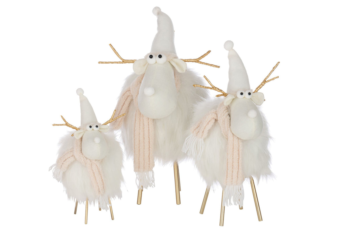 J-Line figuur Rendier - polyresin - wit/beige - L