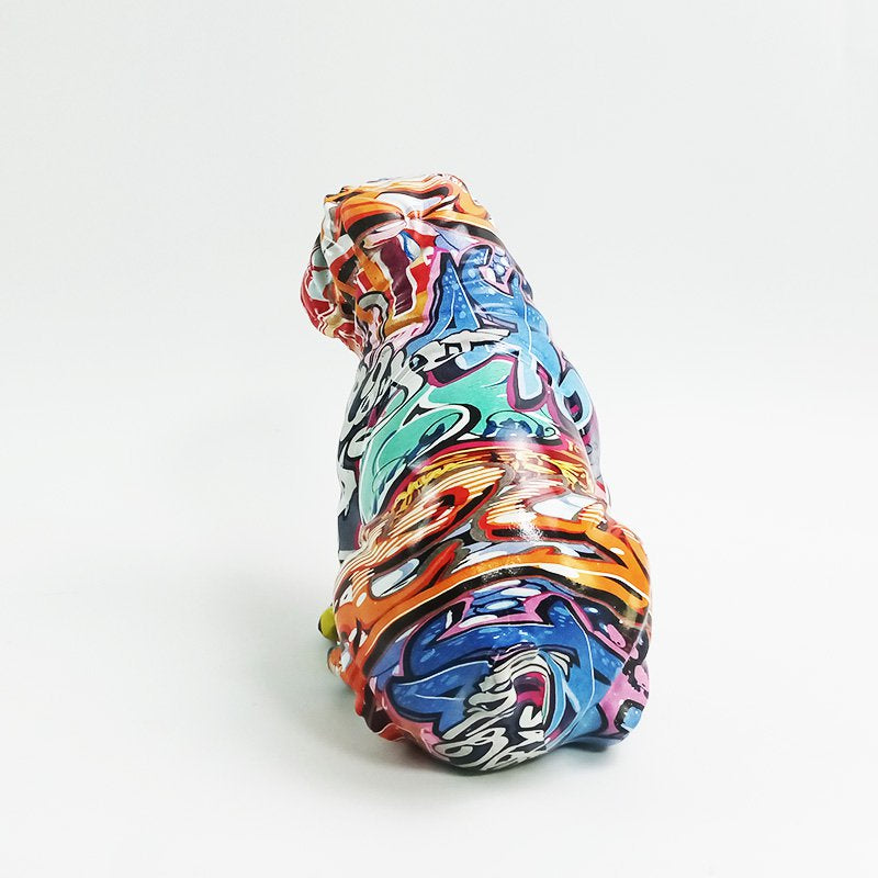 Polyresin bulldog kleurrijk