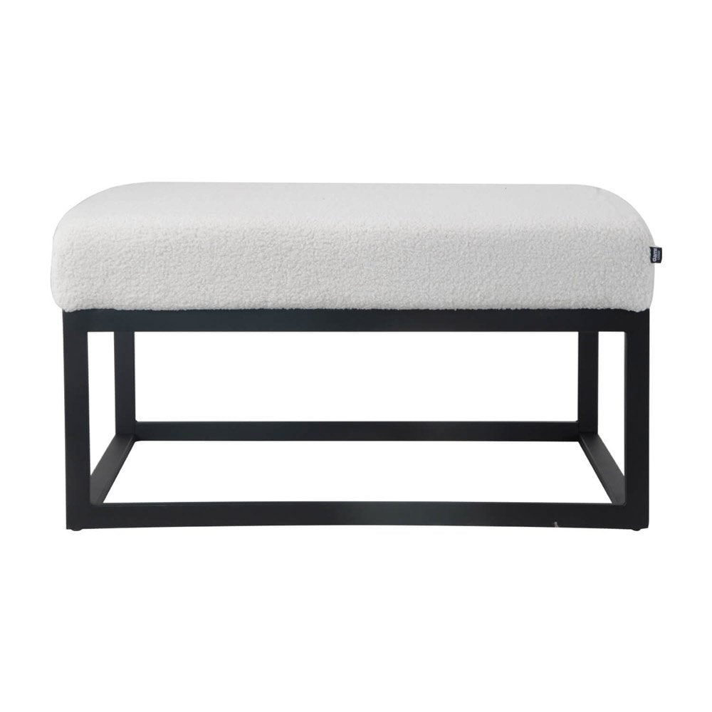 Pouf Hocker voetenbank bijzettafel Teddy stof wit 75 cm otto