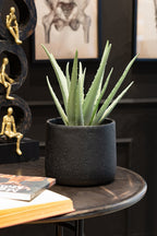 J-Line bloempot Potine - cement - zwart - large - Ø 19.00 cm