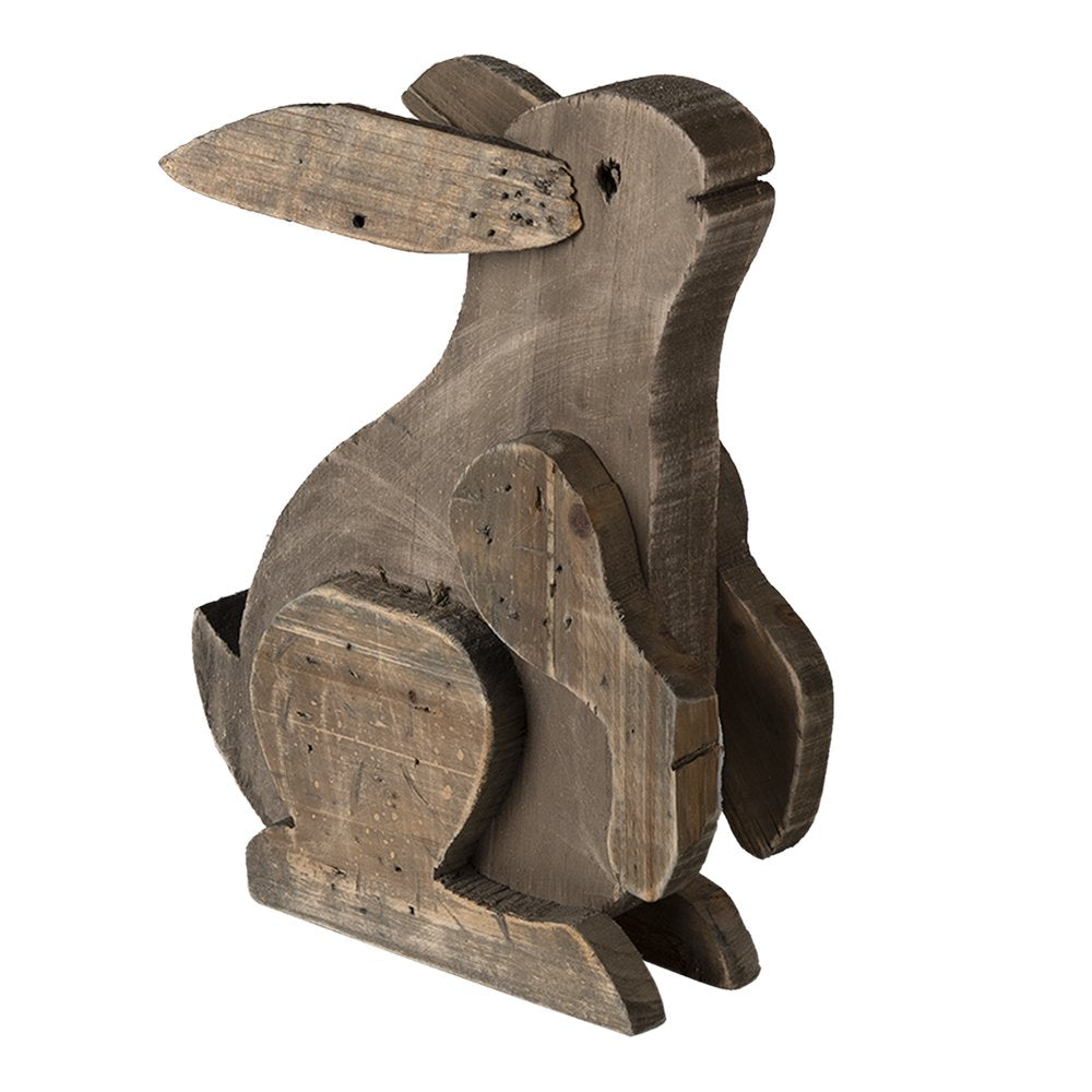 Beeld Konijn 20x12x26 cm Bruin Hout Decoratie Beeld