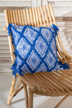 J-Line kussen Oosters Patroon - katoen - blauw/wit