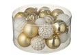 J-Line kerstbal - kunststof - wit/goud - doos van 30