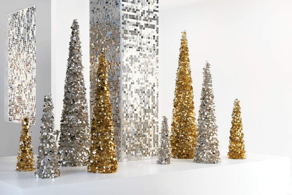 J-Line decoratie Kegel Pailletten Schuim - kunststof - goud - L