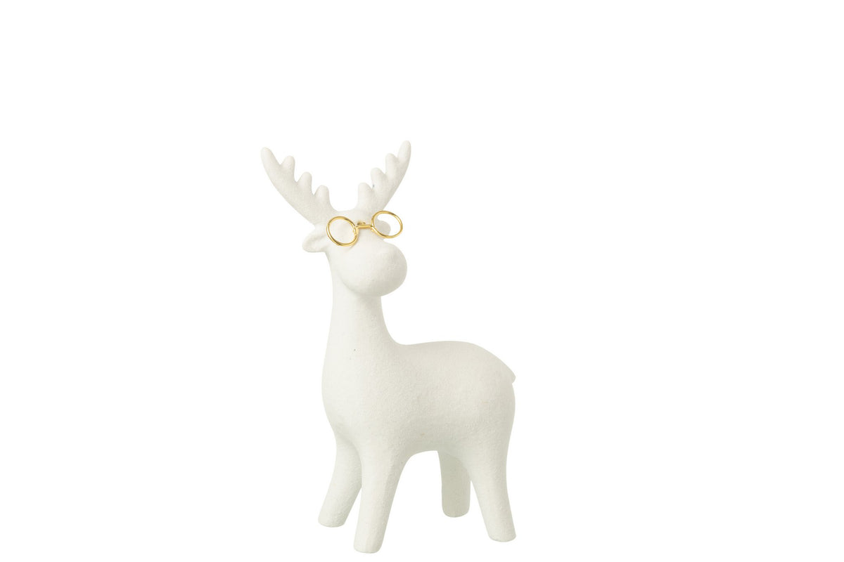 J-Line figuur Rendier - porselein - wit/goud - S