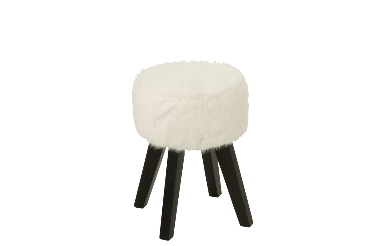 J-Line Kruk Bont Met Houten - hout - wit