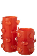 J-Line vaas Aruna - glas - rood - large - 32.5 cm hoog