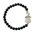 Dames armband Onyx 6 mm met beschermengel