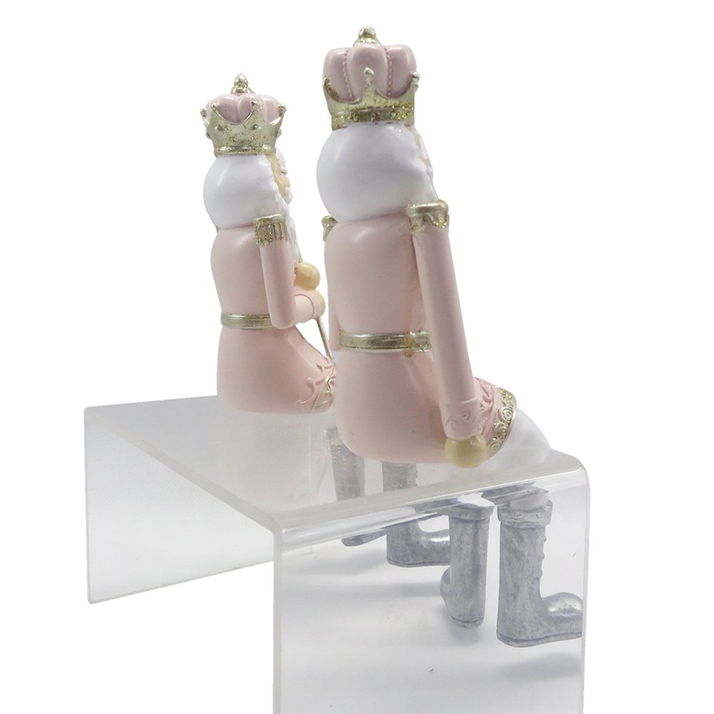 Beeld Notenkraker 6x6x12/21 cm Roze Wit Kunststof Kerstdecoratie