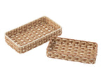 J-Line plateau Rechthoek - papier - naturel/wit - set van 2