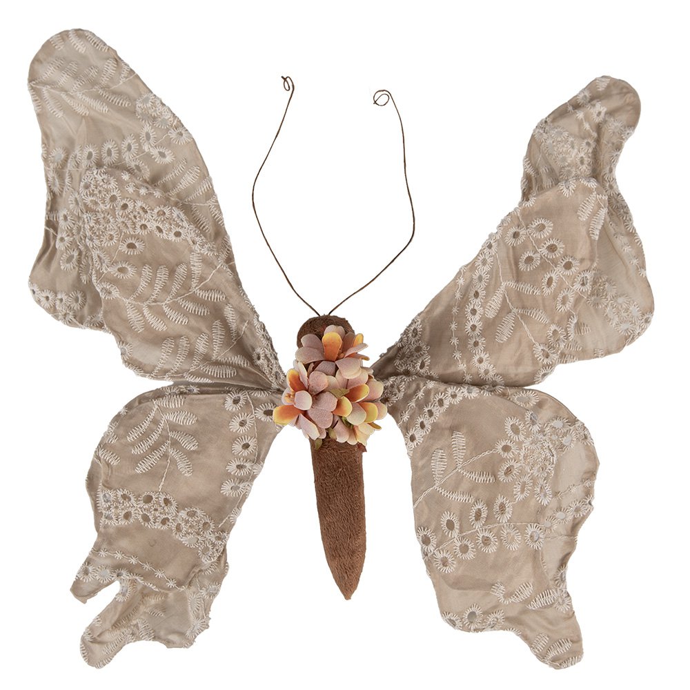 Decoratie Vlinder 33x6x31 cm Beige Synthetisch